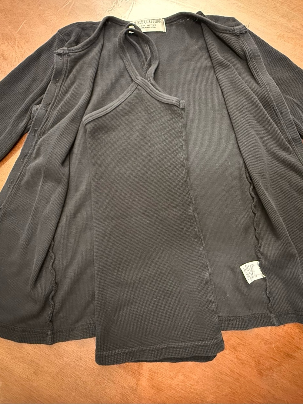 Vintage Juicy Couture Black Coat & Tank Top Set Y2K Made in USA
